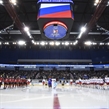 MAGNITOGORSK, RUSSIA - APRIL 20: The Russian national anthem is performed during the opening ceremony of the 2018 IIHF Ice Hockey U18 World Championship. (Photo by Steve Kingsman/HHOF-IIHF Images)


